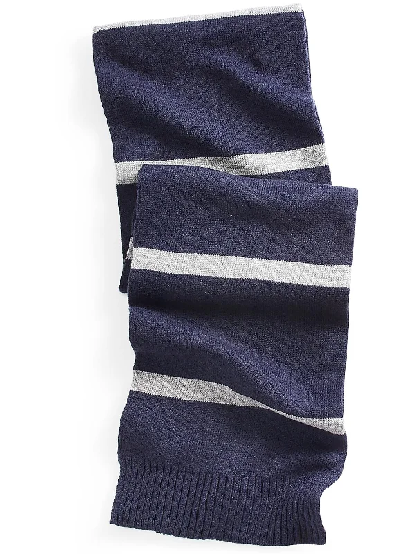 Mens Scarf Punk-Mens Horizontal Stripes Ribbed Trim Winter Scarf