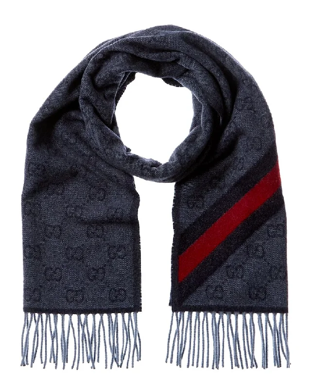 Scarves for sports -Gucci GG Web Nikky Wool Scarf