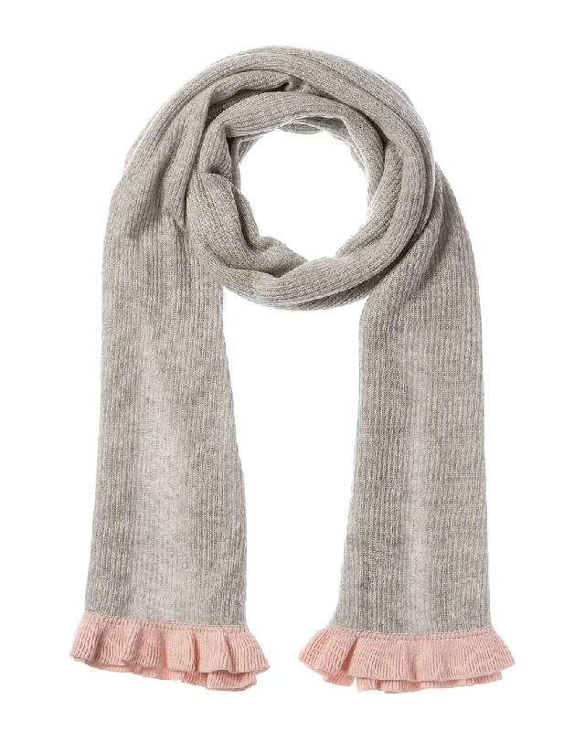 Scarves for outdoor concerts -Hannah Rose Contrast Ruffle Edges Rib Scarf