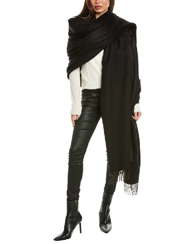 Scarves in solid colors -Saint Laurent Logo Fringe Alpaca, Mohair & Wool-Blend Scarf