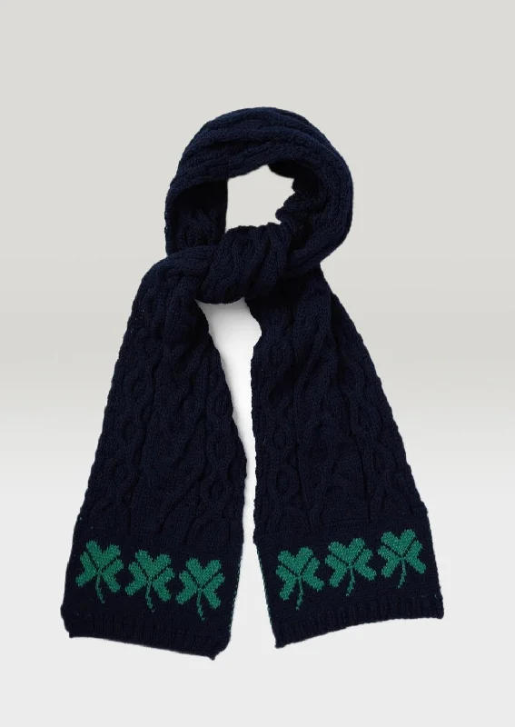 Scarves made of silk -Shamrock Scarf | Navy