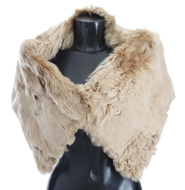 Scarves for late outings -Dolce & Gabbana Elegant Alpaca Fur Shoulder Wrap in Women's