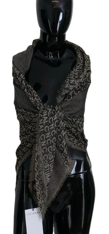 Scarves for themed parties -Costume National Logo Knit Neck Wrap Shawl Women's Scarf