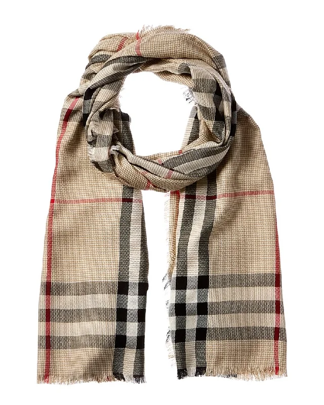 Scarves with delicate lace -Burberry Check Silk & Cashmere-Blend Scarf