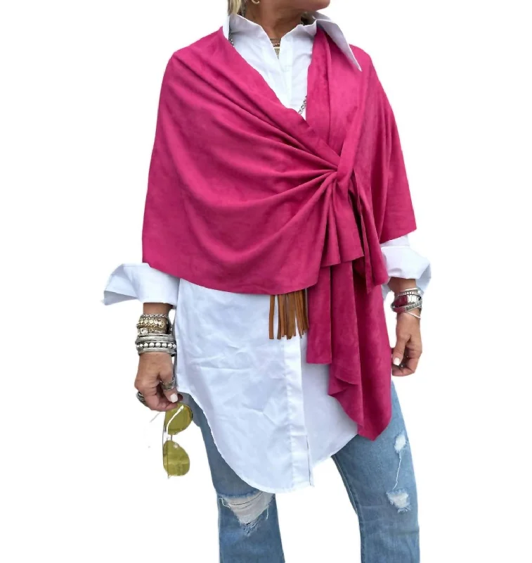 Scarves in lightweight fabric -Sweet Suede Wrap In Fuchsia