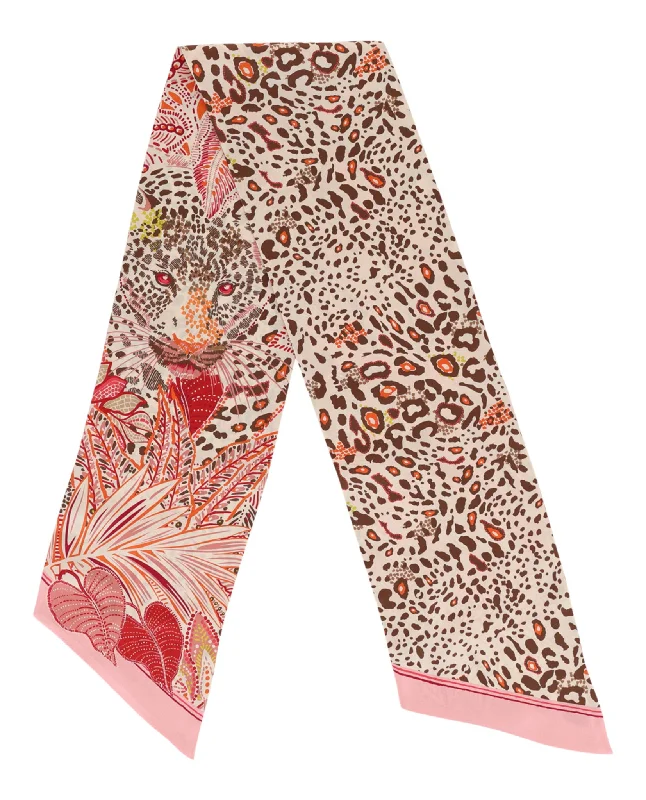 Scarves in wood tones -Leopard and Floral Print Scarf