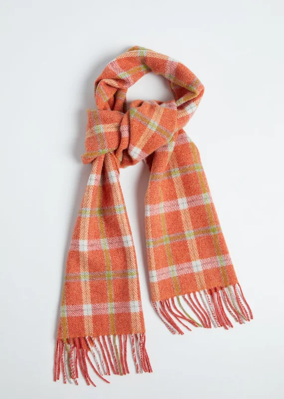 Scarves for pet fashion -Foxford Lambswool Scarf | Orange Check