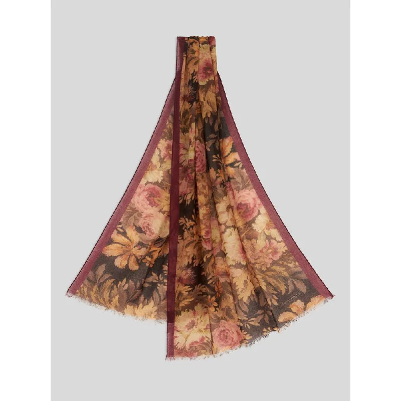 Mens Scarf Textured-FLORAL CASHMERE SCARF