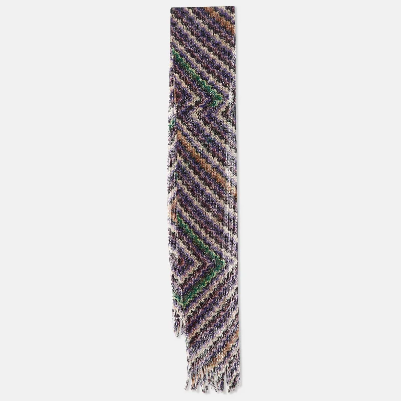 Scarves for full figures -Missoni Multicolor Zig Zag Pattern Lurex Knit Stole