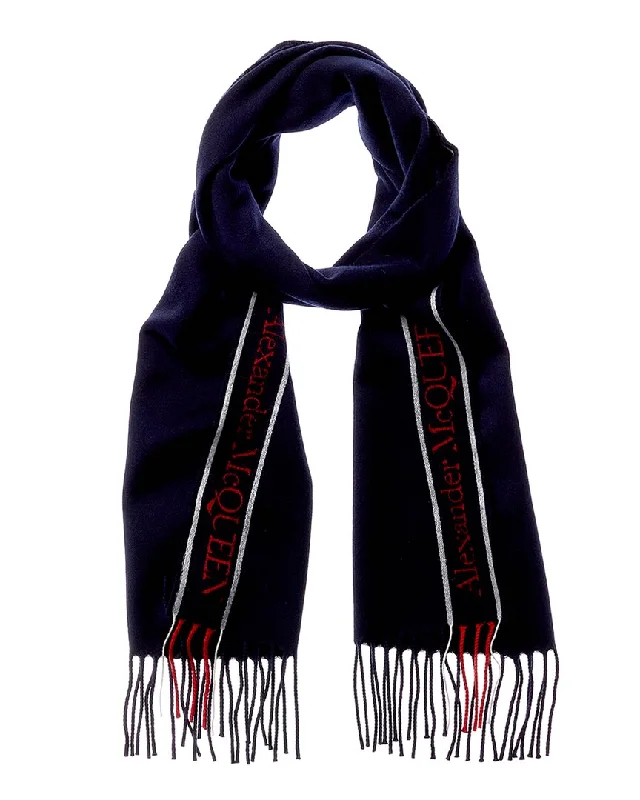 Scarves in top quality -Alexander McQueen Selvedge Fringe Wool & Cashmere-Blend Scarf