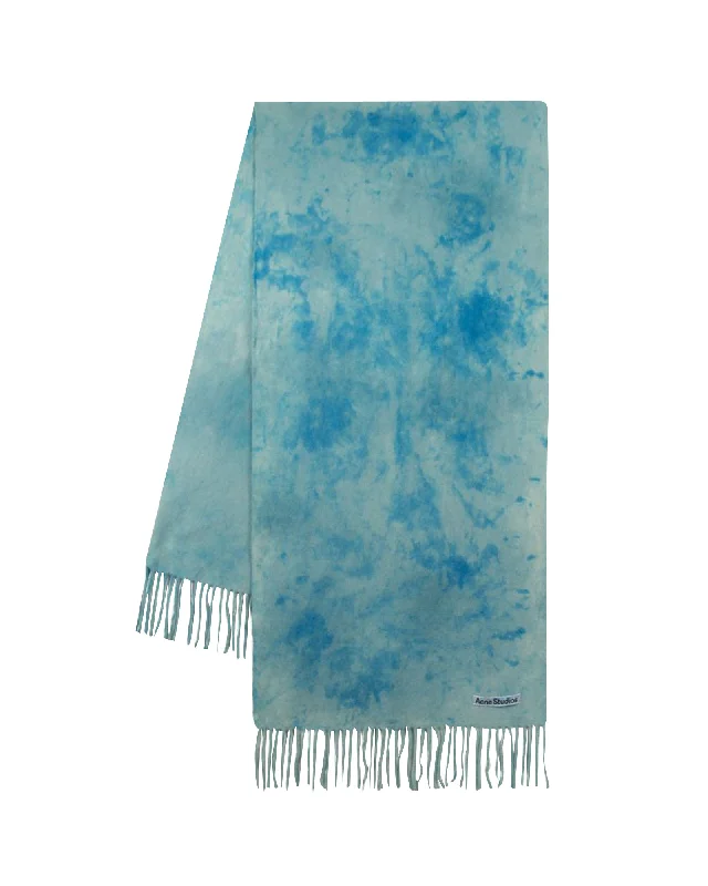 Scarves for outdoor adventures -Canada Tie Dye Scarf - Acne Studios - Wool - Blue Aqua