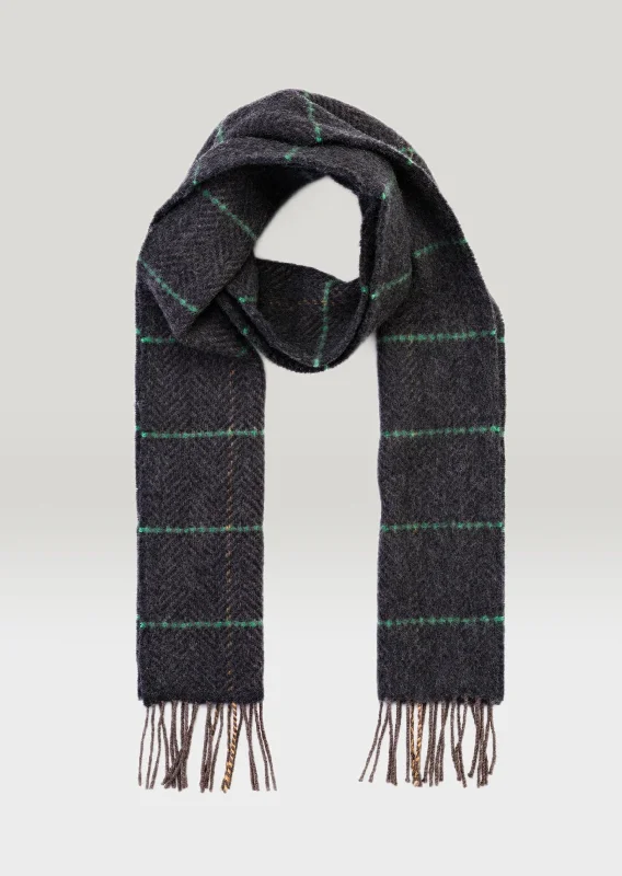 Scarves in top quality -Cashmere Merino Scarf | Beige Green Windowpane