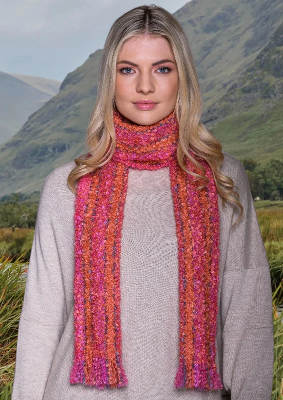 Scarves for active lifestyles -Mucros Mohair Scarf | Orange Pink Mix