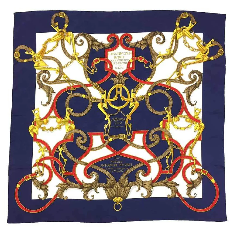 Scarves with knitted patterns -Hermes Navy  Color  Silk Scarf (Pre-Owned)