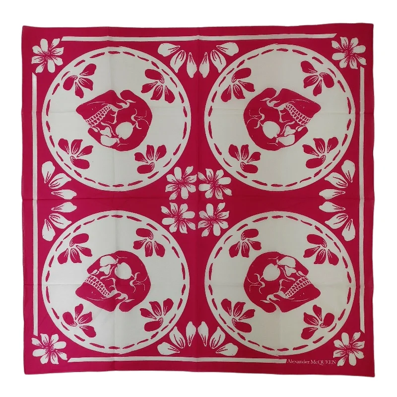 Scarves for everyday wear -Alexander McQueen Women's  Cotton Porcelain Skull Square Scarf