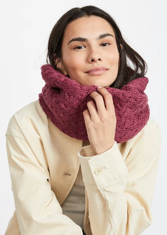 Scarves with unique prints -Aran Infinity Cable Scarf | Raspberry