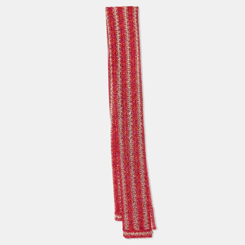 Scarves in great quality -Missoni Red/pink Textured Lurex Knit Stole