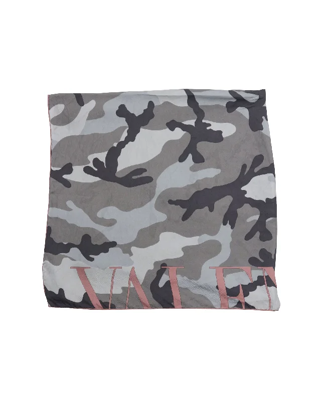 Scarves for dance shows -Valentino Camouflage Scarf in Multicolor Silk