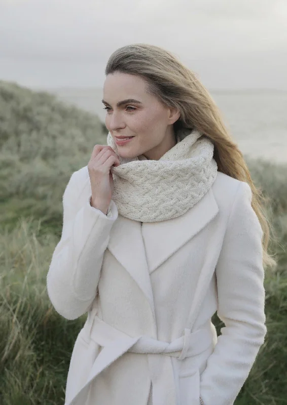 Scarves for retro outfits -Aran Infinity Cable Scarf | Natural