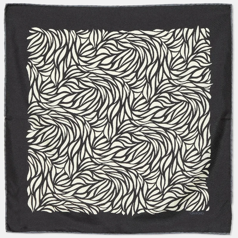 Scarves with soft watercolors -Tom Ford Black Printed Silk Square Scarf