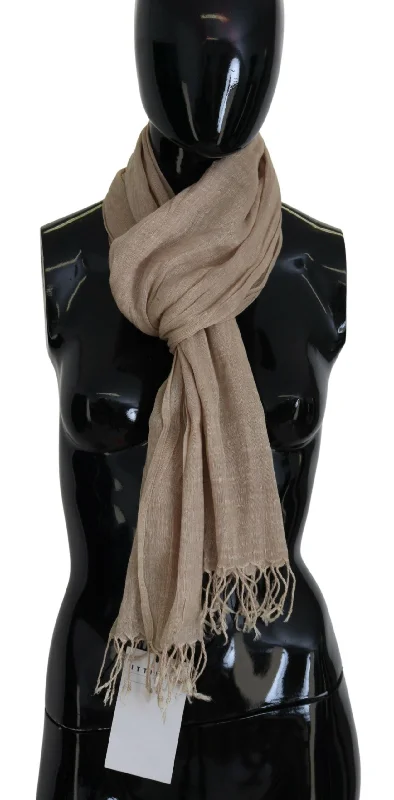 Scarves with heritage designs -Costume National Cotton Shawl Foulard Fringe Women's Scarf