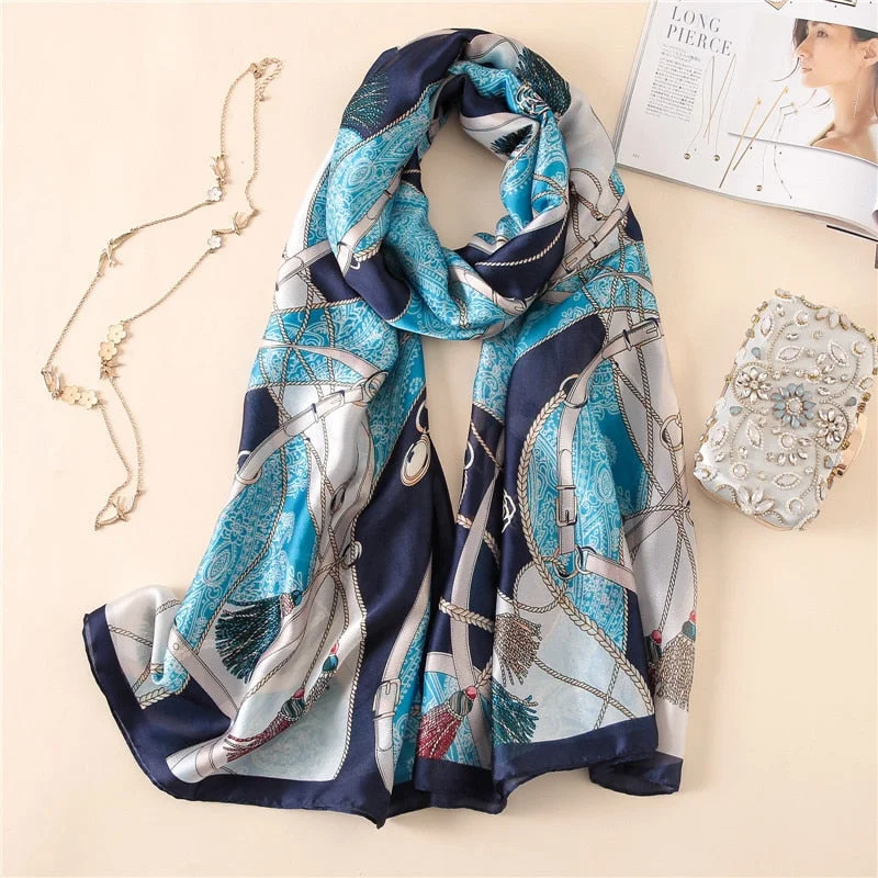 Shawls with pastel colors-2020 Luxury Brand Spring Autumn New Fashion Scarf Women Printed Shawl Elegant Warming Soft silk scarves blanket poncho winter