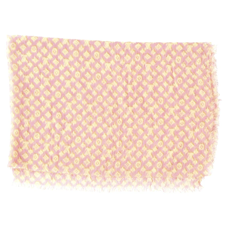 Scarves in breathable fabrics -Louis Vuitton Monogram Logo Scarf in Pink Wool-Silk Blend