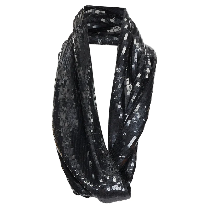 Scarves in lightweight silk -Monse Silk Sequinned Wrap Around Infinity Circle Scarf