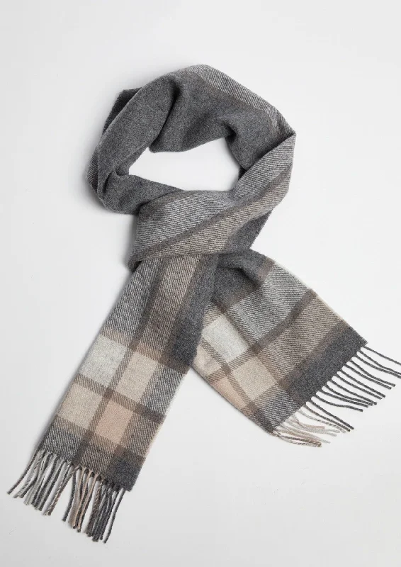 Scarves in personalized styles -Foxford Lambswool Scarf | Grey Check