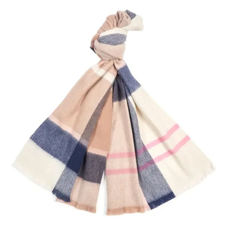 Scarves with delicate lace -Barbour Womens Rosefield Tartan Scarf Pink / Hessian