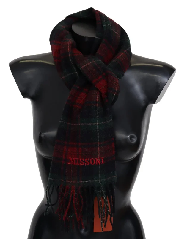 Scarves for chic layers -Missoni  Check Wool Unisex Neck Wrap Fringes Scarf