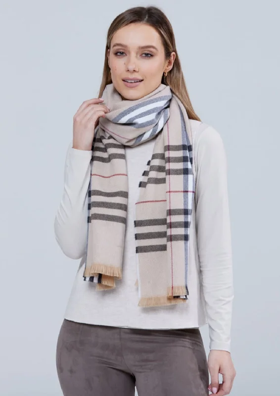 Scarves in cute prints -Foxford Giant Merino Scarf | Camel Check