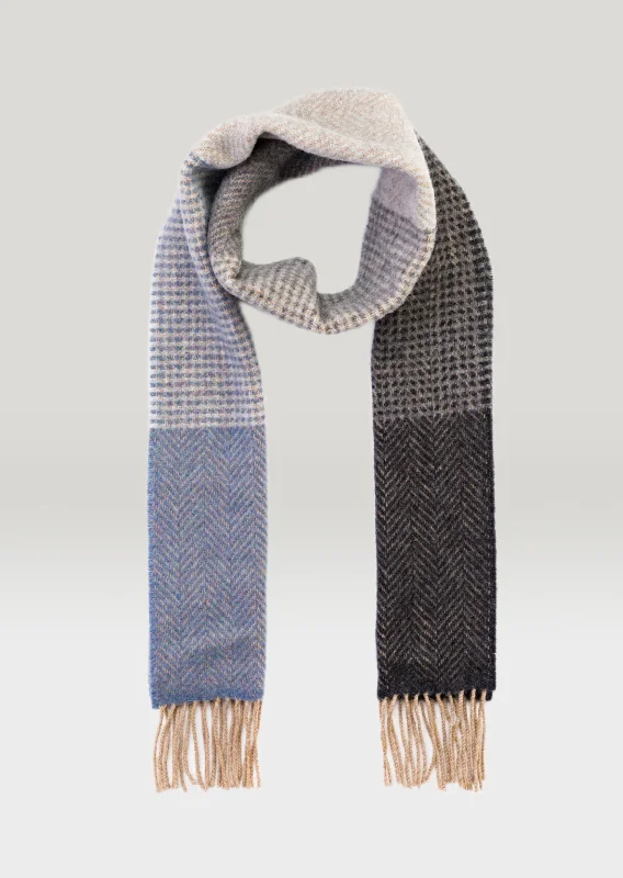 Scarves for night outings -Cashmere Merino Scarf | Grey Blue Plaid