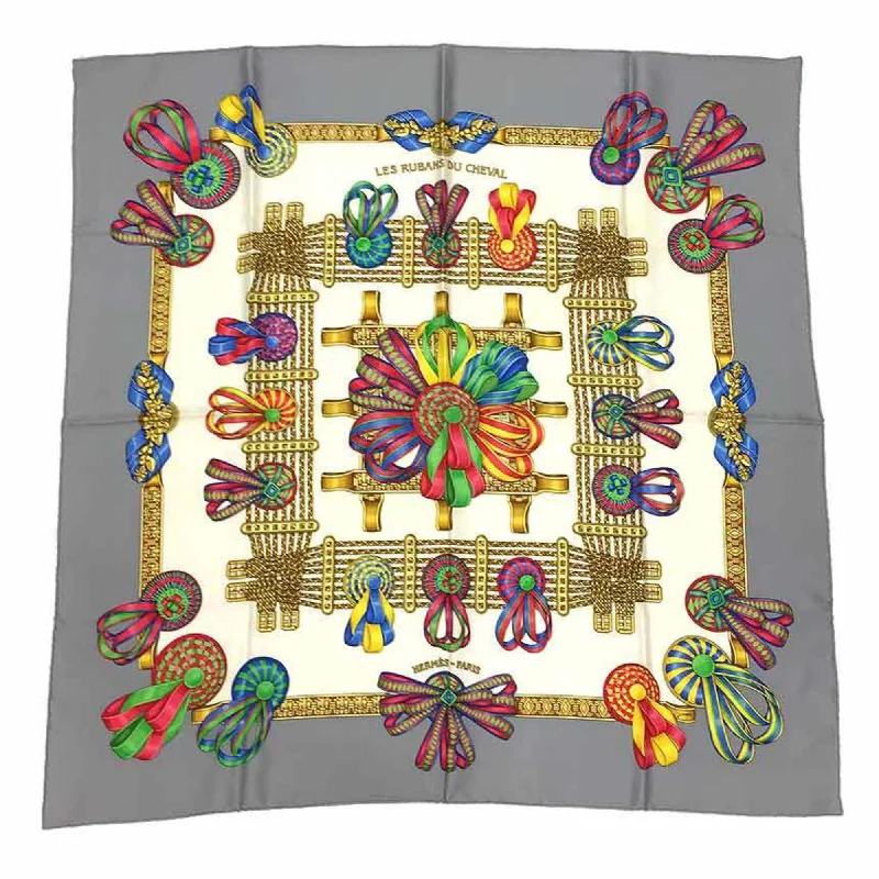 Scarves with night designs -Hermes  ivory Silk Scarf (Pre-Owned)