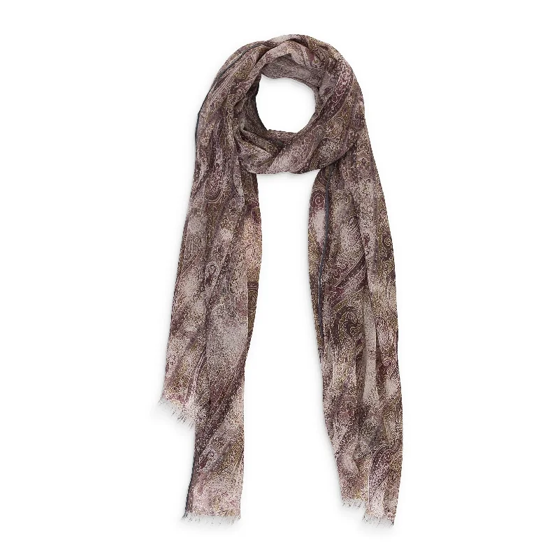 Scarves for night walks -CASHMERE PAISLEY PRINT BROWN SCARF