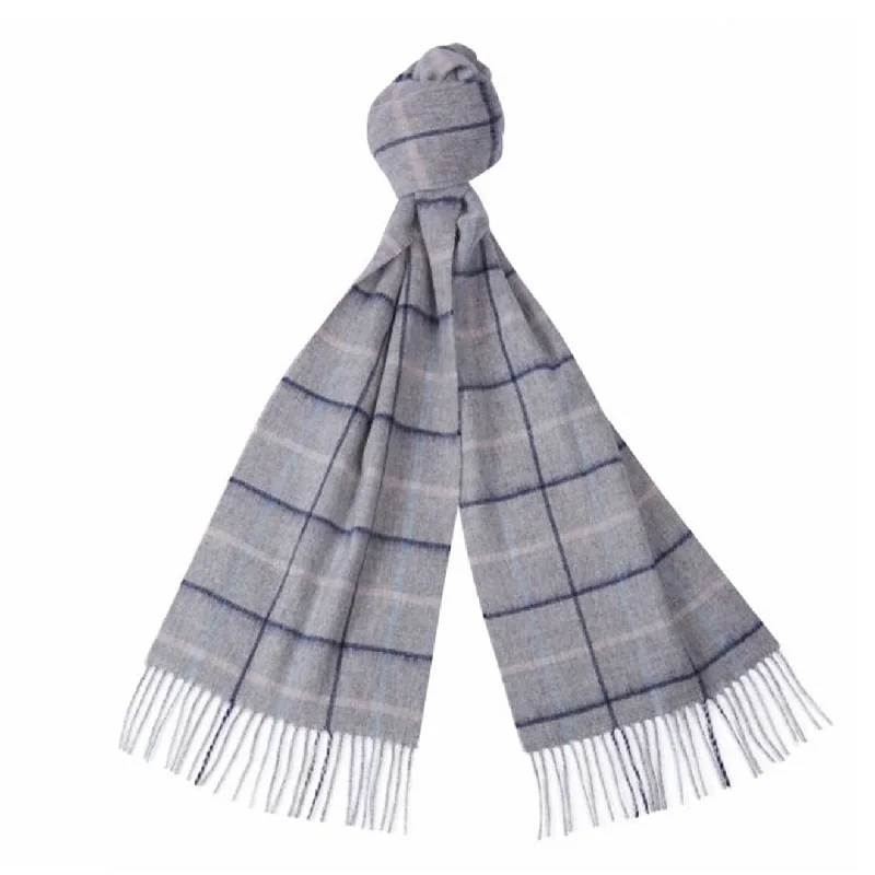 Scarves for spring fashion -Barbour Country Tattersall Scarf Grey/Blue/Pink