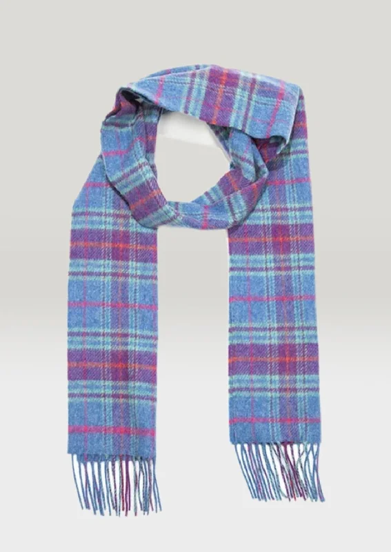 Scarves for mature styles -John Hanly Lambswool Scarf Denim Purple