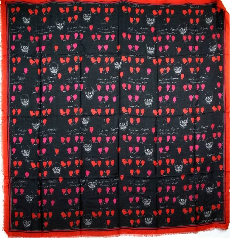 Scarves with plaid designs -Alexander McQueen Women's  Modal / Wool Petal Skull Shawl Scarf