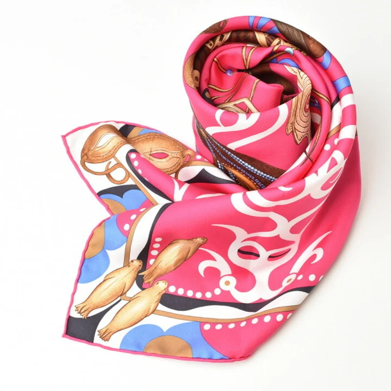 Scarves for big parties -Hermes blue  pink Silk Scarf (Pre-Owned)