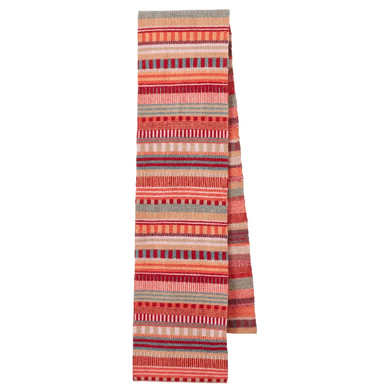 Scarves with plush feel -Static Stripe Scarf - Dubonnet