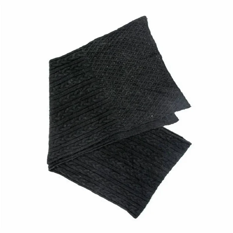 Scarves with chevron patterns -Women's Cable Knit Sparkle Scarf In Black