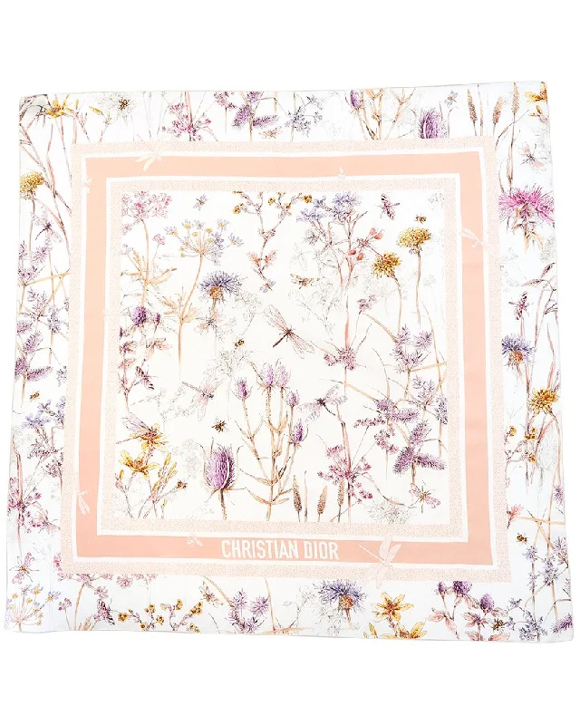 Scarves with oriental prints -Dior Flora Print Silk Scarf