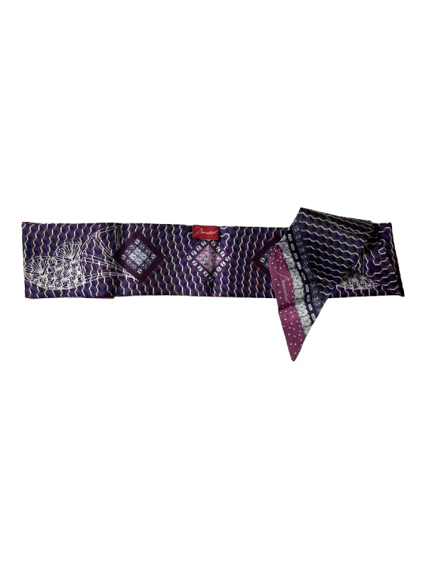 Scarves with tassels -Baccarat 2810800 Ladies Louxor Twill Silk Purple Band Scarf