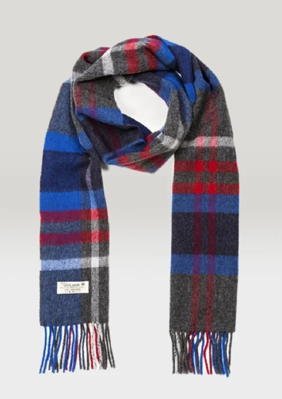 Scarves with knit details -John Hanly Lambswool Scarf | Charcoal Blue Red