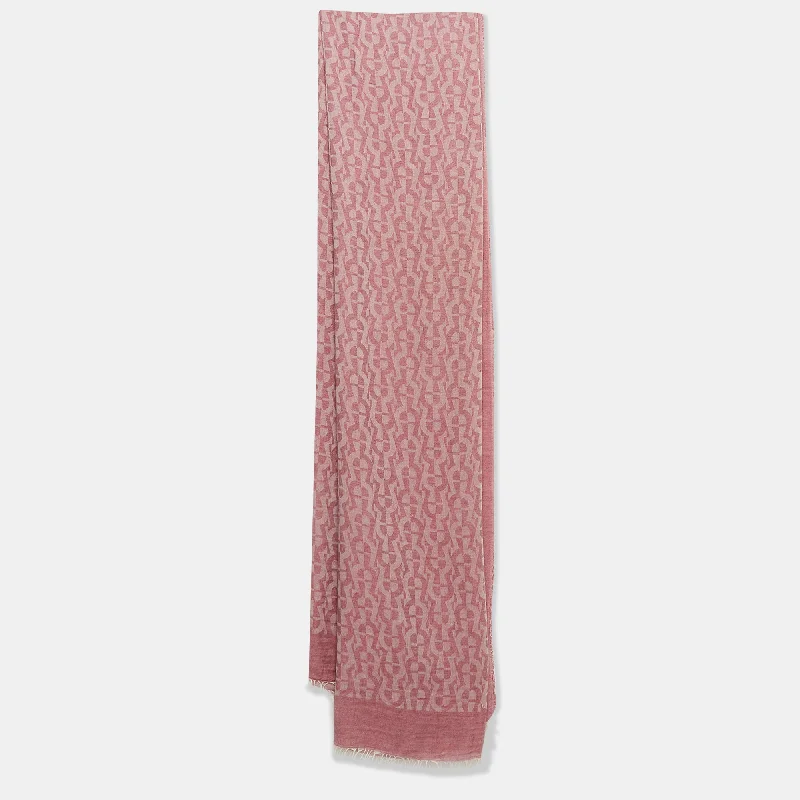 Scarves for slim fashion -Aigner Pink Monogram Cotton Blend Scarf