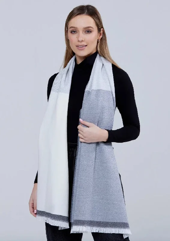 Scarves for joggers -Foxford Giant Merino Scarf | Neutral Stripe