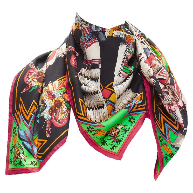 Scarves in warm fabrics -Hermes Silk Mixed Aboriginal Print Square Scarf