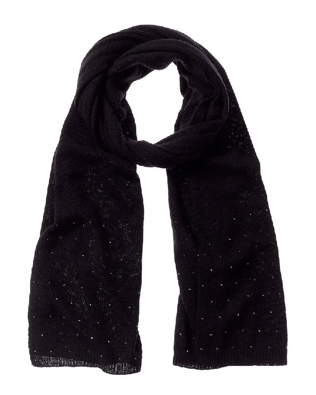 Scarves with soft fringes -Forte Cashmere Rhinestone Border Cashmere Scarf