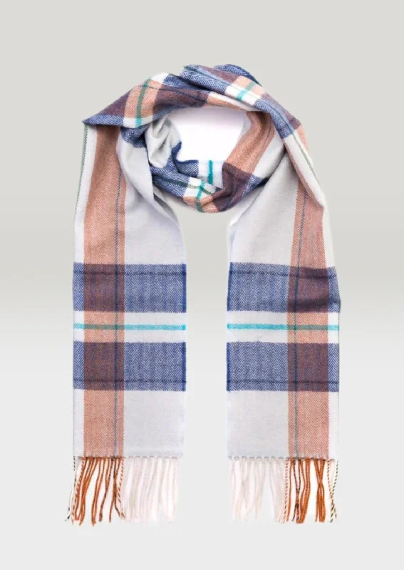 Scarves in airy fabrics -John Hanly Merino Scarf | Blue Rust Check