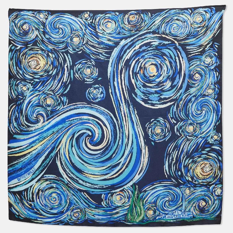 Scarves for simple wardrobes -Frey Wille Blue Vincent Van Gogh Silk Square Scarf